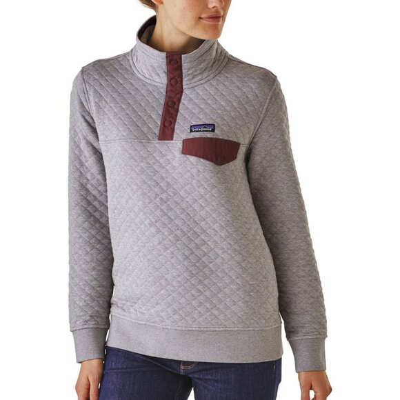 Patagonia Tops - Patagonia Quilted‎ Snap T Pullover Drifter Gray/Ruby Organic Cotton Size Small